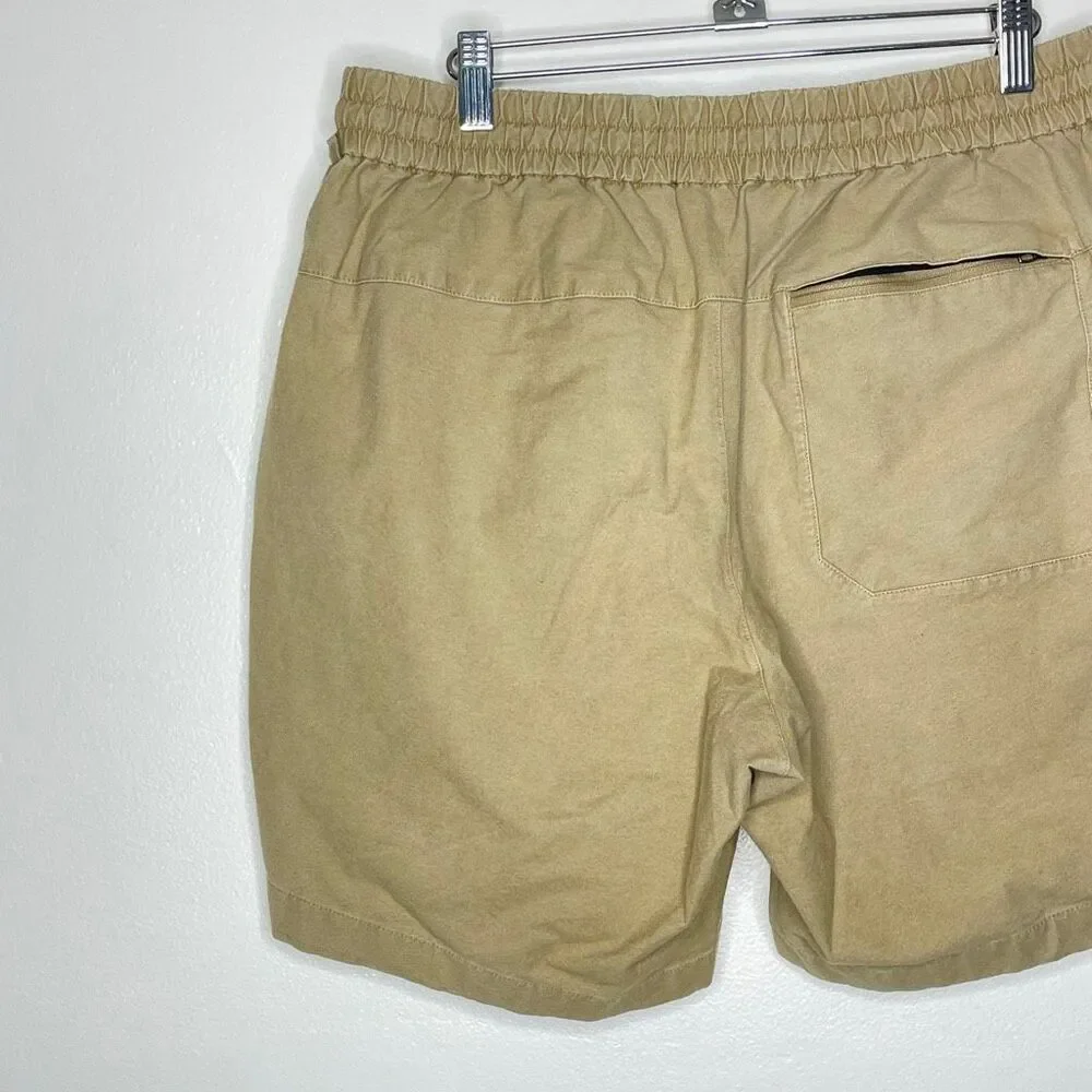 Lululemon Bowline Short Tan Cotton Pull On Elastic Drawstring Men’s Large M7ARGS